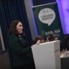Ellie McCabe from Sandford Park School, Ranelagh in Dublin takes to the podium at the Concern All Debate semi-finals
