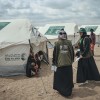 Concern staff conducting a rapid assessment with newly displaced people arriving at a displacement camp in Lahj Governorate, Yemen, following the recent escalation in conflict. 
