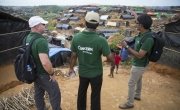 Members of the Concern emergency response team at Hakim Para refugee camp for Rohingya people in Bangladesh. Photo by Kieran McConville / Concern Worldwide.