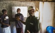 Albert Mukalay, a Concern Hygiene Promoter in Tanganiyka province. Photo: Kieran McConville / Concern Worldwide. 