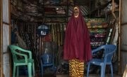 In Medina Market, Somalia, Hodan*, a member of the Self-Help Group (SHG) supported by CONCERN, is seen in her shop. She sells mattress, pillows chairs, flowers, mosquito nets. Photo: Marco Gualazzini/ Concern Worldwide.
