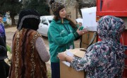 Concern staff member Amani Sahmarani distributes emergency supplies in Lebanon. Photo: Concern Worldwide.