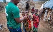 Concern staff pictured with children in Kenya