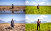 Before and After: Patrick Ghembo in front of his destroyed crops in the aftermath of Cyclone Idai, and one year later when his crops have recovered.