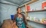 Judith Mukishimana Mavubi, in her pharmacy located a few meters from her house, an IGA that she developed with the help of Concern. 
