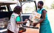 Two women distributing supplies in Malawi