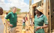 Concern staff member Tabitha speaking to CEO David Regan about water pumps in Kenya
