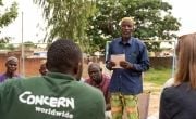 Burkina Faso IDP speaks to Concern staff 