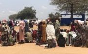 Sudanese refugees in Adré camp, waiting for a WFP food distribution