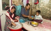 Moyna Akter (33) and Md Siddiqe (36) with their son in Shahidnagar, Lalbag Dhaka