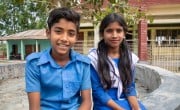 Shator (11) and Sharmin (11) at Nichgoddi Mari primary school