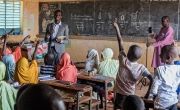 Mahamadou Assoumane, (wearing purple) is an Educational councillor in Bambaye. In Niger, Concern has developed an innovative video coaching approach to improve teaching practices and teacher training, particularly in hard-to-reach areas. (Photo: Apsatou Bagaya/Concern Worldwide)