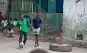 Young people taking part in activities run by Sakala, a local partner of Concern Worldwide in Port-au-Prince, Haiti. They provide a safe space for children and teenagers to engage in normal activities, away from the dangers of gang activity.