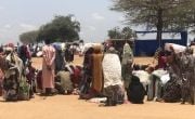 Sudanese refugees at a transit camp in Adré, Chad, waiting for a World Food Programme food distribution. (Photo: Leo Roozendaal/Concern Worldwide)