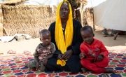 Nayla* (20) with her two sons, Ahmad* (2) and Ibrahim* (4) in red. (Photo: Eugene Ikua/Concern Worldwide)