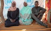 Fatima* (48) with her children, Kaltouma* (21) and Abdul* (19) on the right. (Photo: Eugene Ikua/Concern Worldwide)