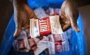 RUTF is unpacked at Boyali Health Center in Central African Republic. (Photo: Ed Ram/Concern Worldwide)