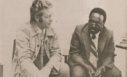 Fr. Jack Finucane discusses the drought in Ethiopia with the country's Chief Commissioner for Relief and Rehabilitation, Ato Shimelis Adugna, 1974