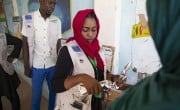 A nutrition clinic for acutely-malnourished children at Ardamata Health Centre in the Sudanese city of El Geneina, West Darfur.