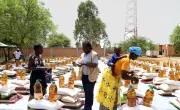 An emergency food security distribution in Burkina Faso, led by Concern, including bulk supplies of rice, flour, and cooking oil. Photo: Concern Worldwide