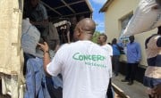 Concern staff unloading truck in Malawi