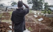 Kingtom Cemetery in Freetown was the main cemetery used for burials during the height of the Ebola crisis, with up to 80 burials a day. Concern Worldwide managed the cemetery at this time and worked to erect permanent grave markers on many of the plots. Photo: Kieran McConville/Concern Worldwide