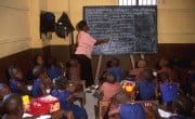 Pupils at Bethel Feeder School, rebuilt by Concern after its destruction during civil war. Photo: Pieternella Pieterse/Concern Worldwide