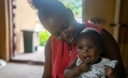 Marie Christina Kargpo with baby Francis at Bundulai Maternal and Child Health Post