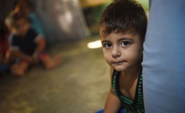 *Mohamad's son *Khaled, 3, pictured in the family home which has been kitted out by Concern with toilets, water tanks, blankets and insulation for the winter, by Concern, in Northern Lebanon. Photograph by Mary Turner