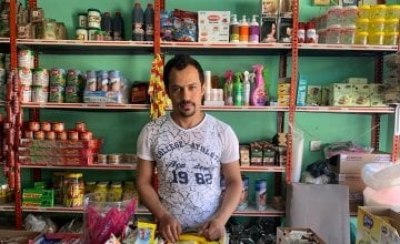 Bassam pictured in his shop in Turkey