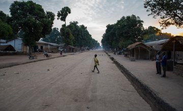 Sunrise on the main street in Kouango, Central African Republic, where Concern is working with some of the poorest communities in the world.