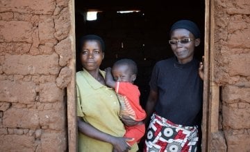 19-year-old single mum Celenie Hakizimana is grateful for the help of Concern-supported Community Health Worker Francine Kabondo. It’s thanks to her that Celenie’s 3-year-old son Bonheur is now well on the road to recovery after being severely malnourished. Photo: Darren Vaughan/Concern