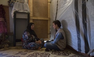 A Syrian refugee speaks to Concern in her home