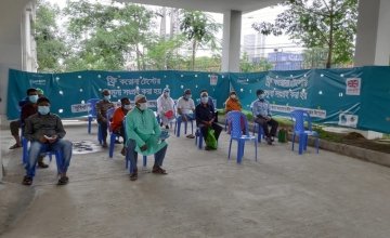Waiting area at Digital Booth - Concern Bangladesh in collaboration with local partners, have launched New Digital Booths in Dhaka, for screening and testing of Covid-19.