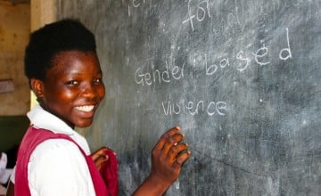 Rebecca Karistu is a student in Sekeni Primary school and studies a range of subjects including Science & Technology and Creative Arts. Concern provides support to her school in the form of capacity building and teacher training. Photo: Jason Kennedy/Concern Worldwide.