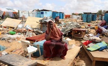 Asha lives in Baidoa and she is a victim of multiple forced evictions, 2019. Photo: Abdirisak Aden Ahmed / NRC.