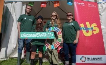 LtoR Liam Reynolds, Jessica Maguire, Claire Williams, Lauren Wright at the Concern tent at the Electric Picnic Festival in Stradbally, Co. Laois in 2019.