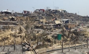 Homes destroyed by fire in Cox's Bazaar, Bangladesh