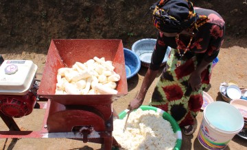Cassava processing machine in Tonkolili District in Sierra Leone. 
