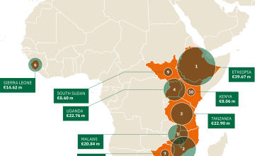 Map showing Irish Aid's fund distribution