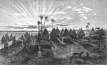Deserted Shillukh village in 1862 in present-day South Sudan