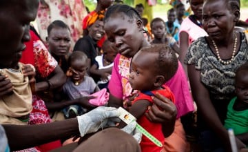 A nutrition screening at a healthcare facility in South Sudan