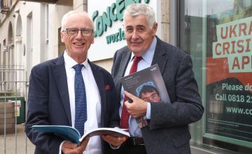 John Treacy and Dominic MacSorley with Concern Worldwide Annual Report 2021