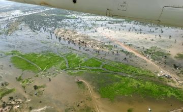 An overhead view of the 2021 floods in South Sudan