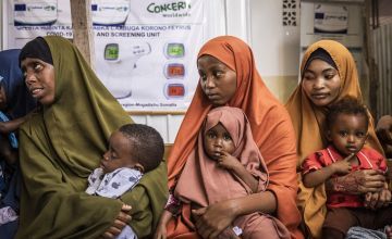 Women and babies in a health centre in Mogadishu, supported by Concern Worldwide. Photo: Ed Ram/Concern Worldwide