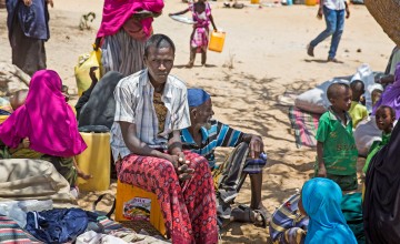 An internal displacement camp in Somalia for climate refugees