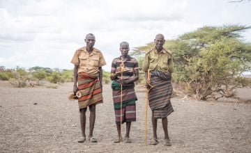 90-year-old pastoralist Lobakari Dida with his sons, Dakhaye village, Marsabit. Photo: Gavin Douglas/Concern Worldwide