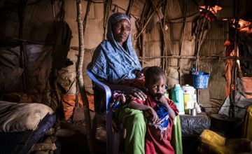 Bishara (24) who walked for 11 days with her young family to reach a camp for displaced people outside, Baidoa, Somalia.