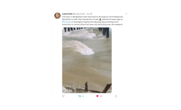 Tweet showing flooding in Bangladesh
