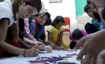 Children attend an education session at one of Concern's community centres in Sanliurfa.